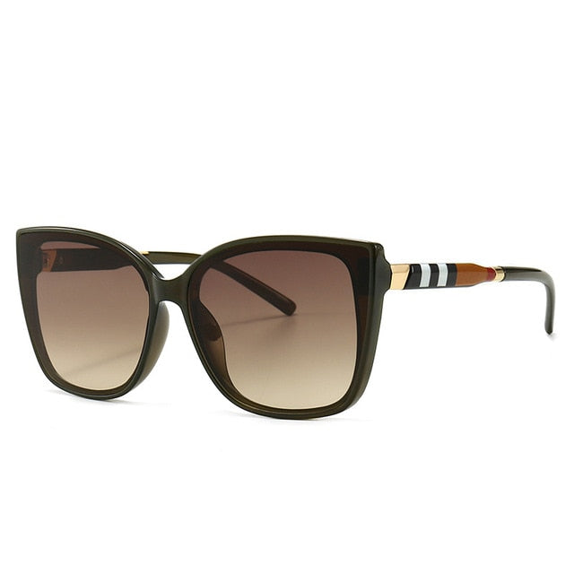 Fashion Cat Eye Stripe Square Ultralight Sunglasses