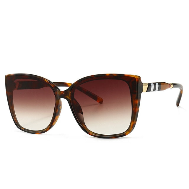 Fashion Cat Eye Stripe Square Ultralight Sunglasses