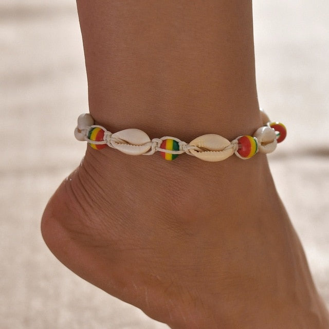 Shell Heart Summer Anklets