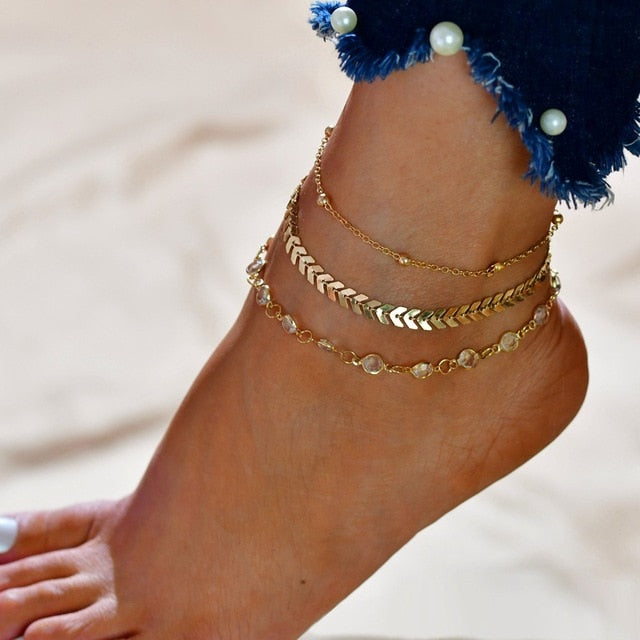 Shell Heart Summer Anklets