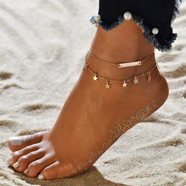 Shell Heart Summer Anklets