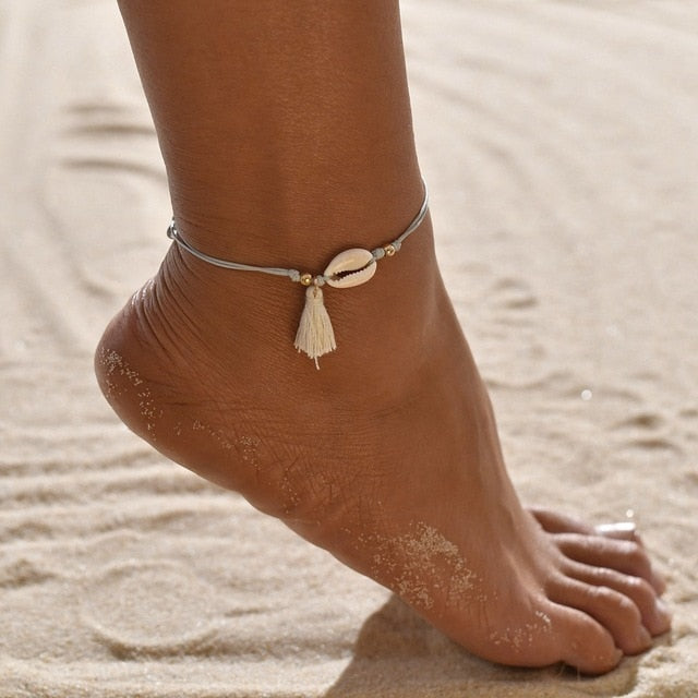 Shell Heart Summer Anklets