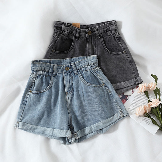 High Elastic Waist Denim Shorts