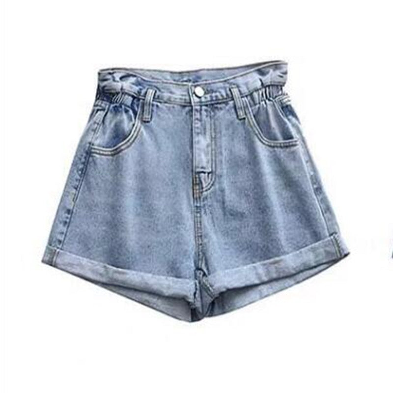 High Elastic Waist Denim Shorts