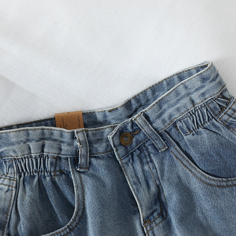 High Elastic Waist Denim Shorts