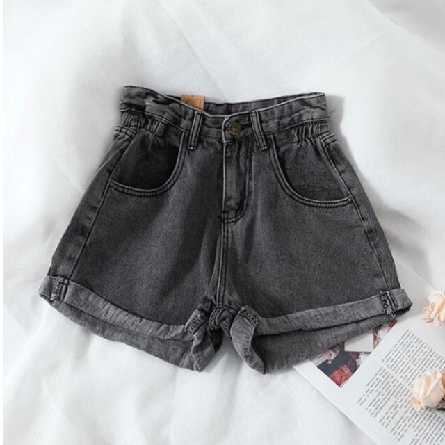 High Elastic Waist Denim Shorts