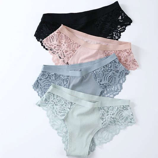 3 Pcs Lace & Cotton Brief Panties