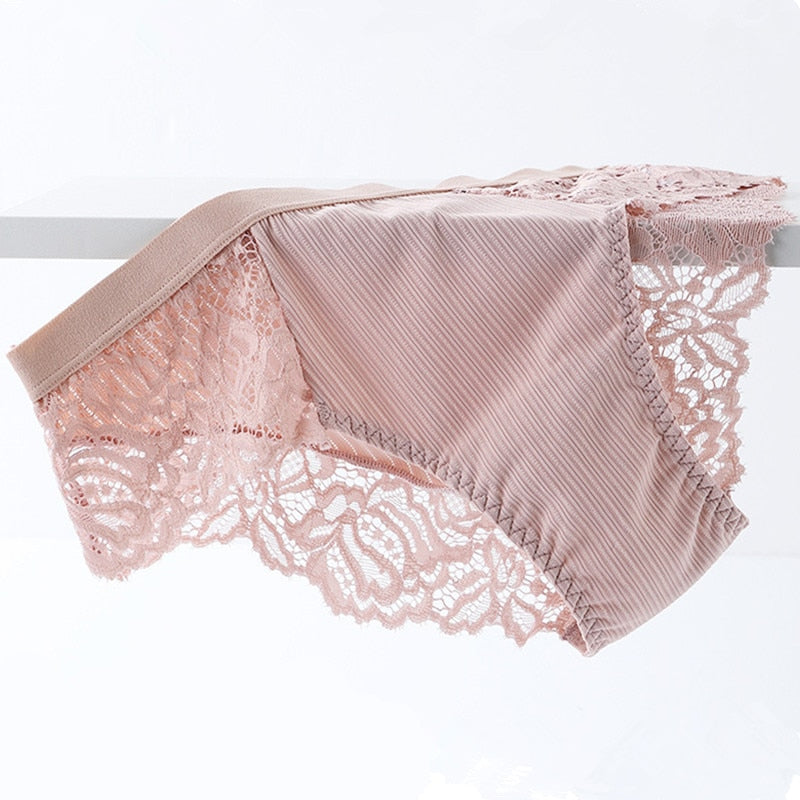 3 Pcs Lace & Cotton Brief Panties