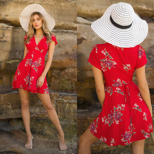 Cap Sleeve Flowers Mini Dress