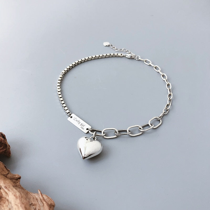 Vintage Silver LOVE Pendant Ankle Bracelet