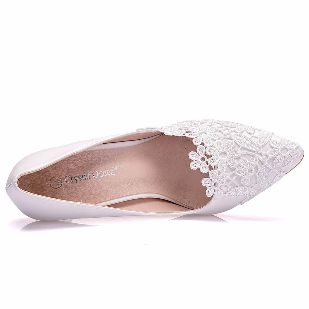 Crystal Queen White Lace Flower Heels