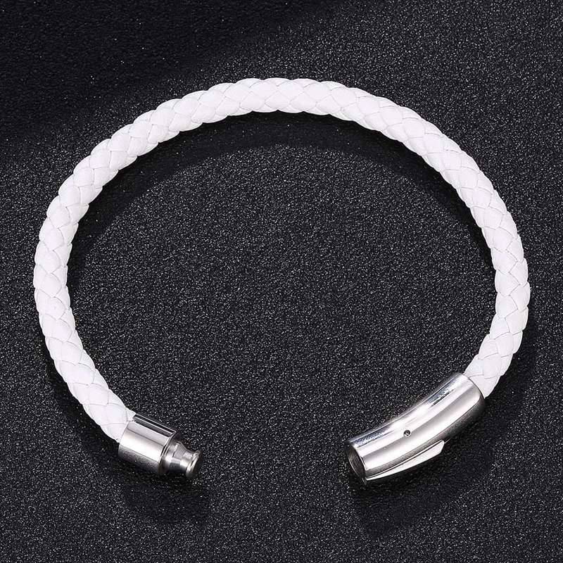 Classic White Braided Leather Bracelet