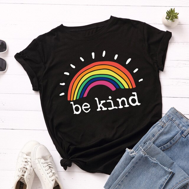 Rainbow Vintage Graphic Tee "Be Kind"