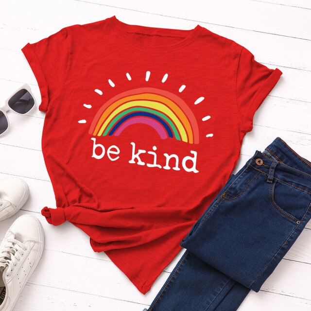 Rainbow Vintage Graphic Tee "Be Kind"