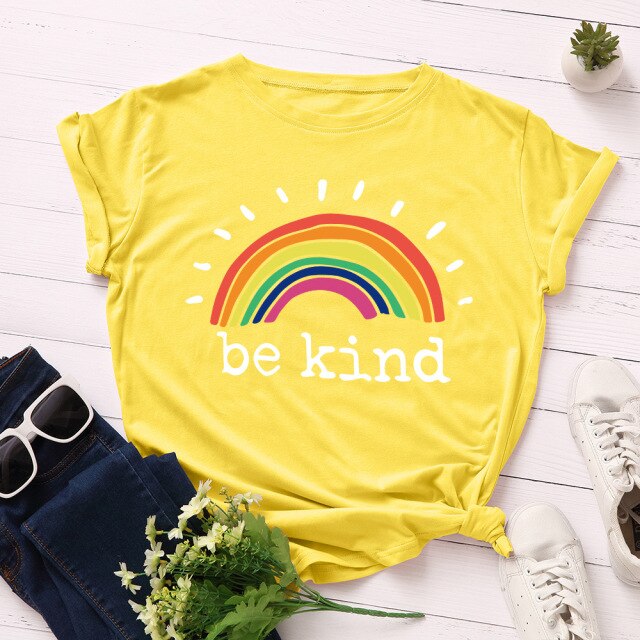 Rainbow Vintage Graphic Tee "Be Kind"