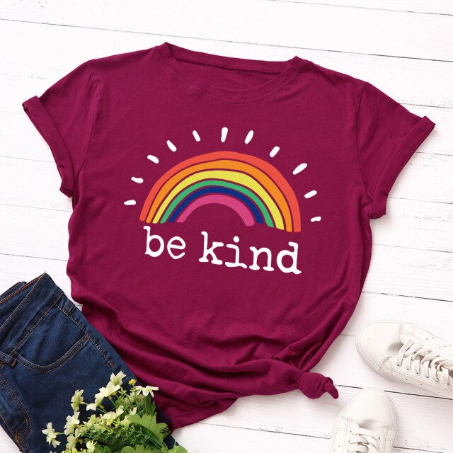 Rainbow Vintage Graphic Tee "Be Kind"