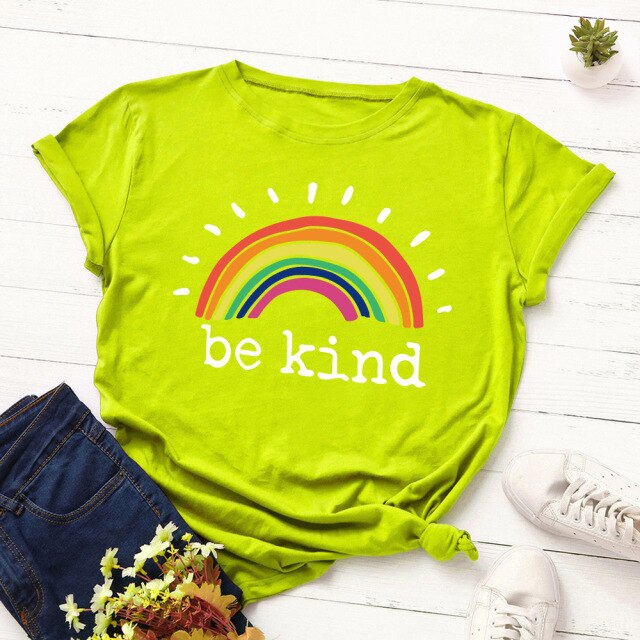 Rainbow Vintage Graphic Tee "Be Kind"