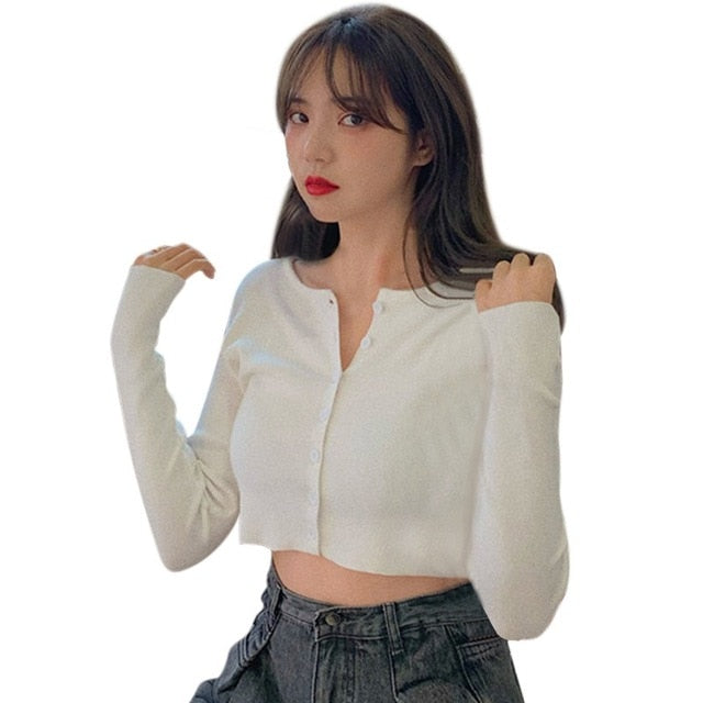 Knitted Cardigan Crop Top