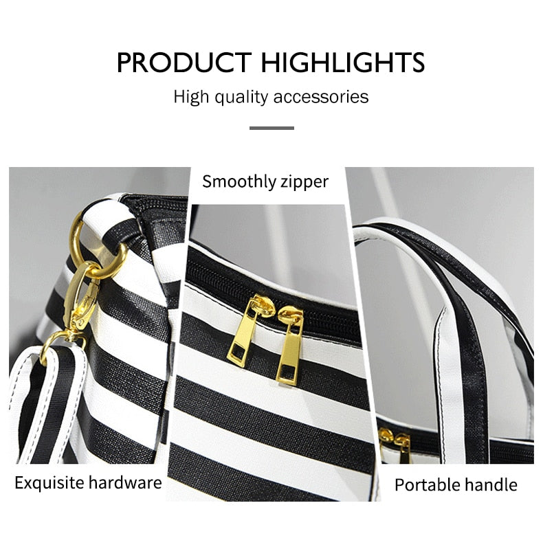 Stripes Waterproof PVC Duffel Weekender Bag