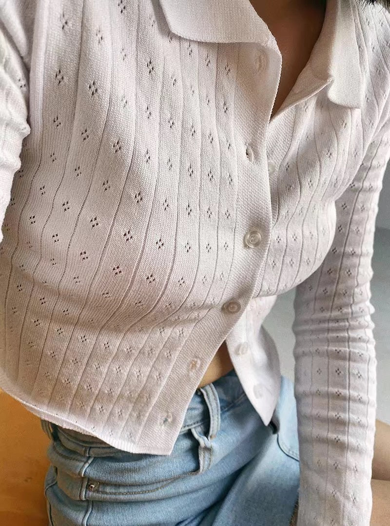 Emile Buttons Crop Top Sweater