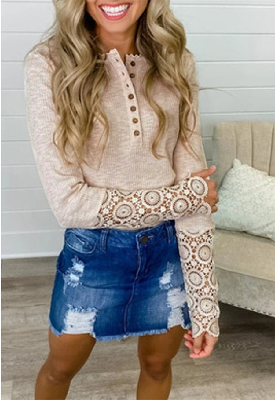 Lace Splicing Patchwork T-shirt