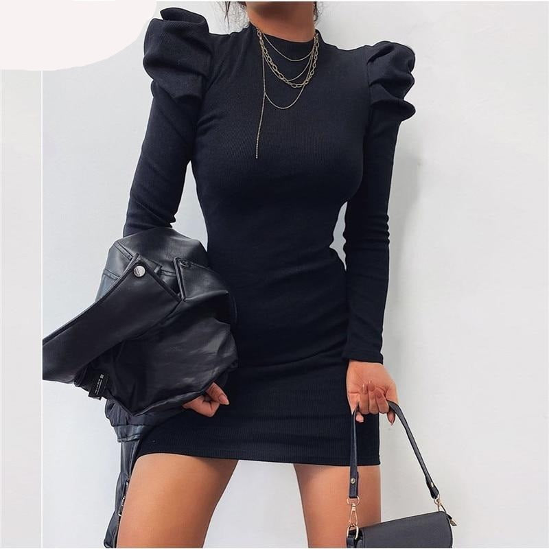 Winter Puff Sleeve Party Dress