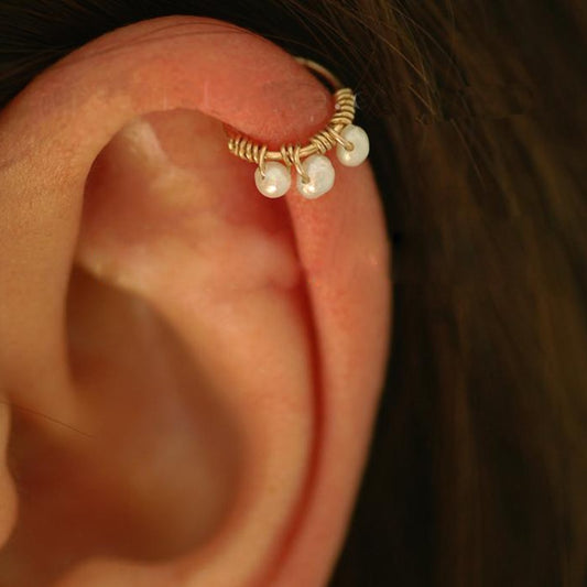 Handmade Real Pearl Ear Cuff 925 Silver