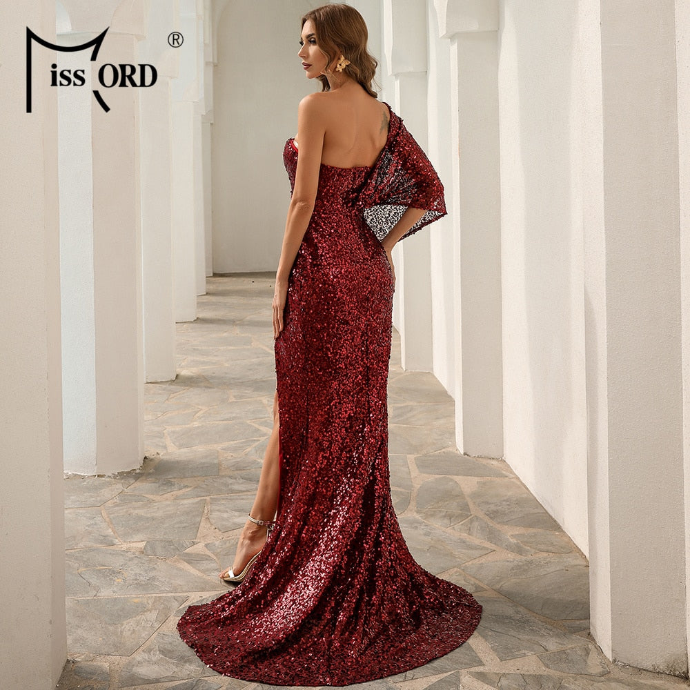 Missord One Shoulder Sequin Maxi Dress