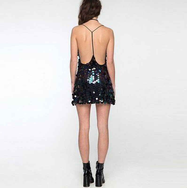 Black Sequin Glitter Disco Dress