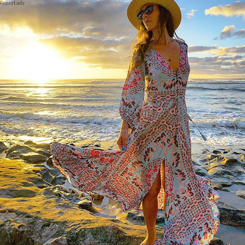 Vintage Long Sleeve Beach Dresses