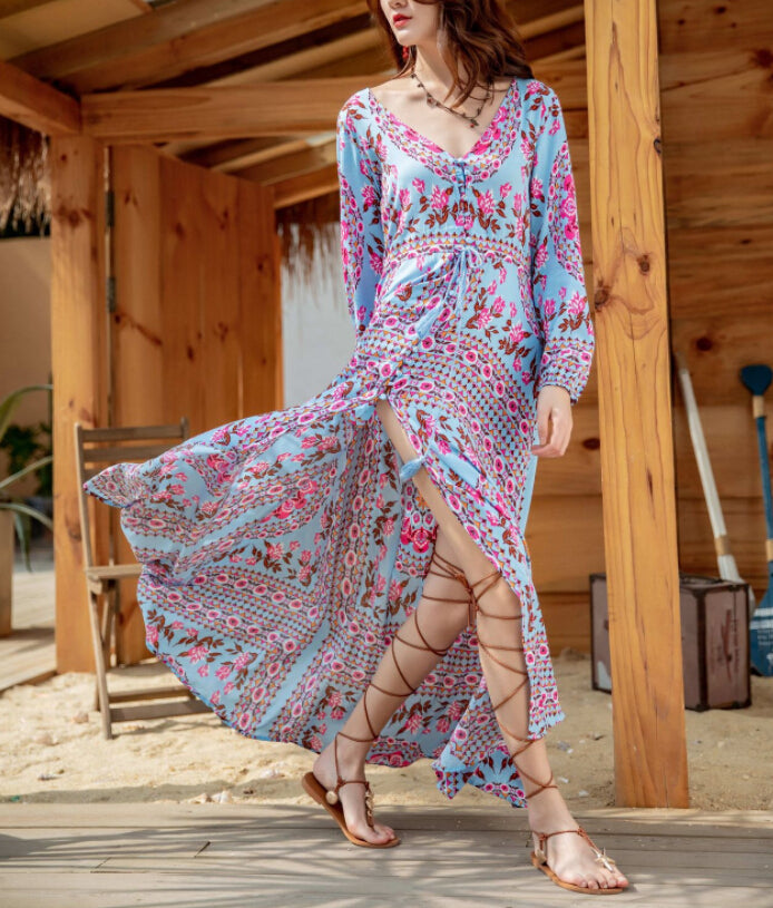 Vintage Long Sleeve Beach Dresses