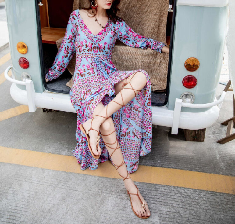 Vintage Long Sleeve Beach Dresses