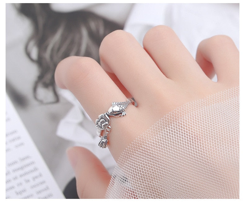 Lotus Fish 925 Silver Ring