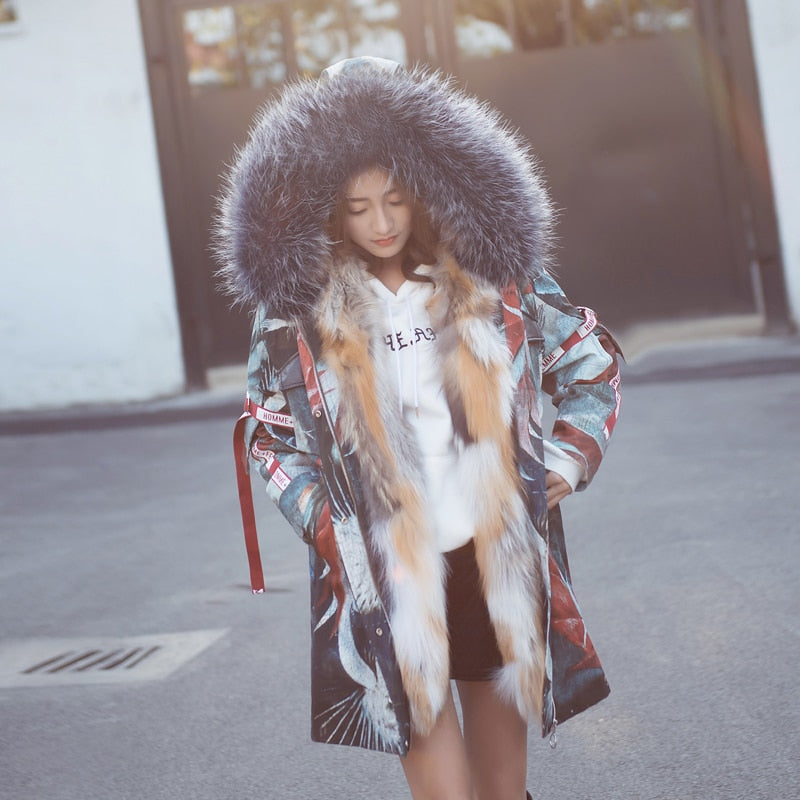 Long Fur & Down Hooded Parka