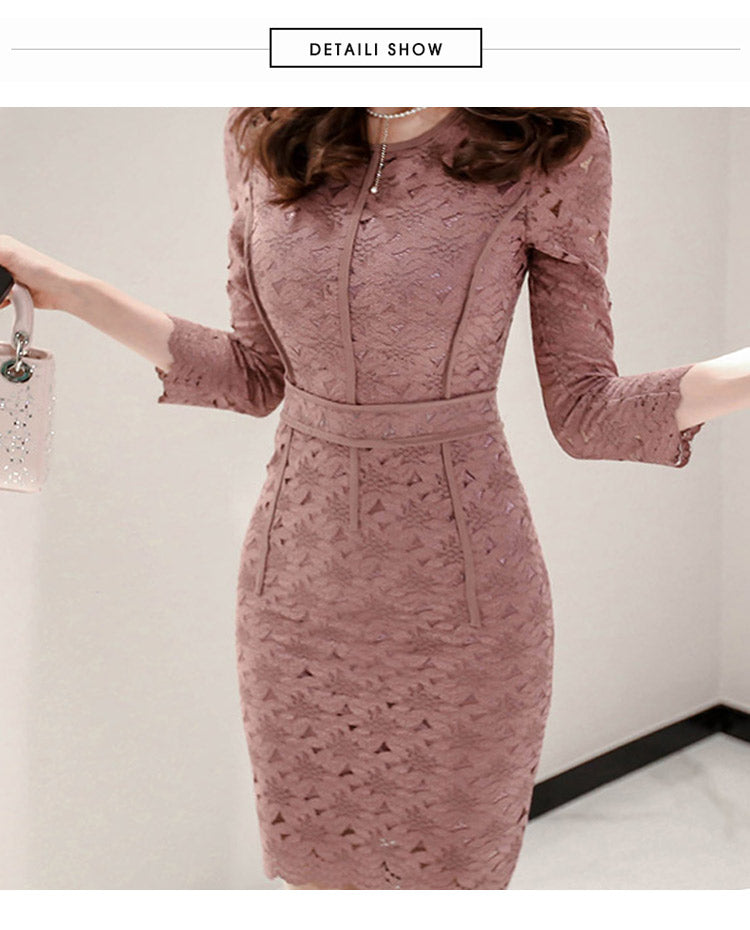 Lacey Three-Quarter Sleeve Pencil Dress