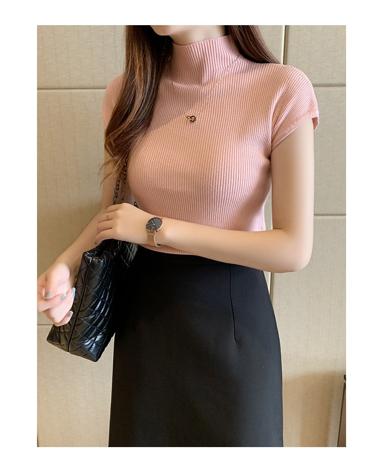 HELIAR Cap Sleeve Turtleneck Top