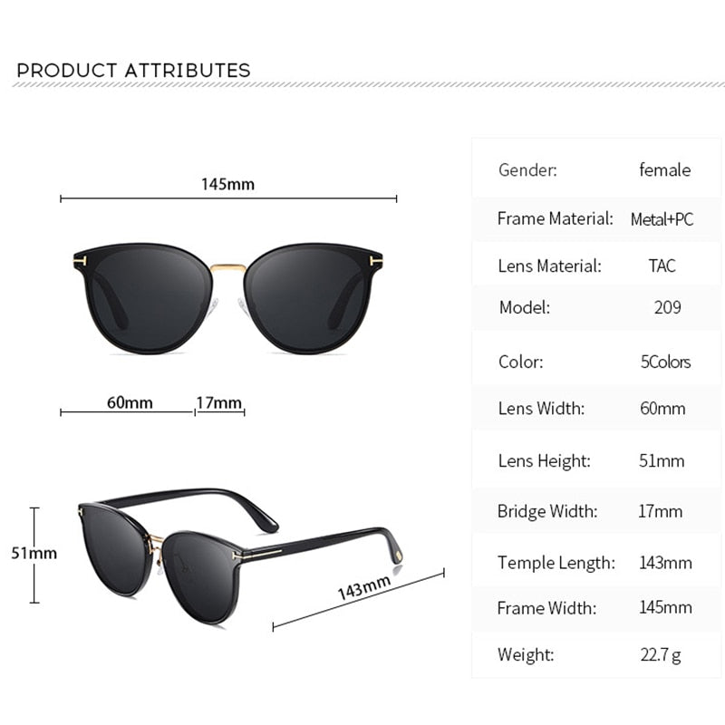 Aviation Cat Eye Polarized Sunglasses