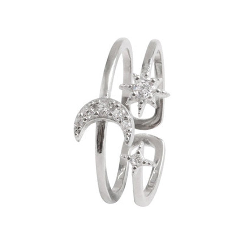 Star Moon Double-Layer Ring