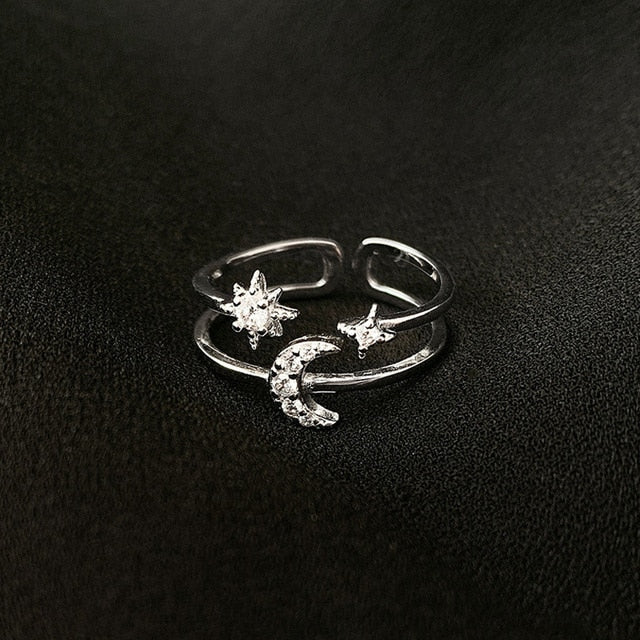 Star Moon Double-Layer Ring