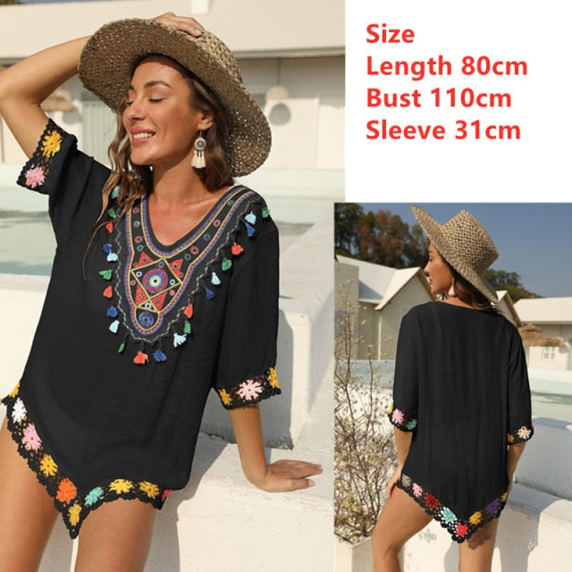 Holbox Crochet Flower One Shoulder Cover Up