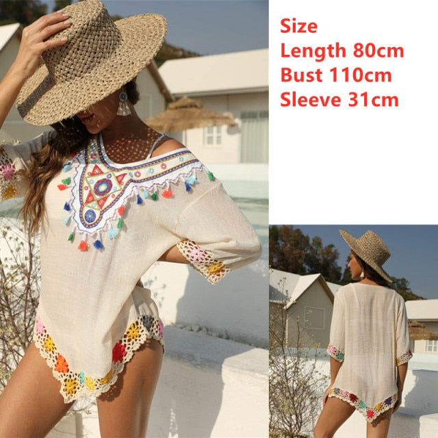 Holbox Crochet Flower One Shoulder Cover Up