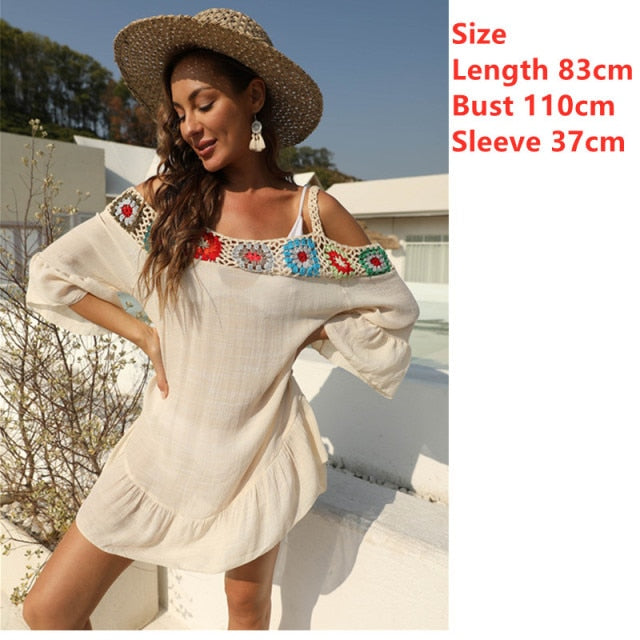 Holbox Crochet Flower One Shoulder Cover Up