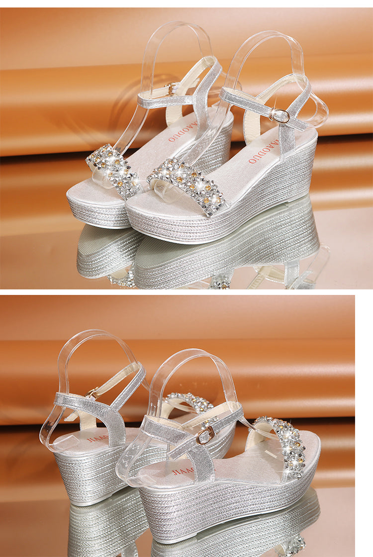 Summer Bead Studded Platform Wedges