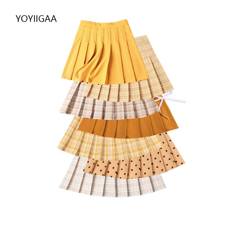 Plaid Skirts Yellow Tennis Skirt