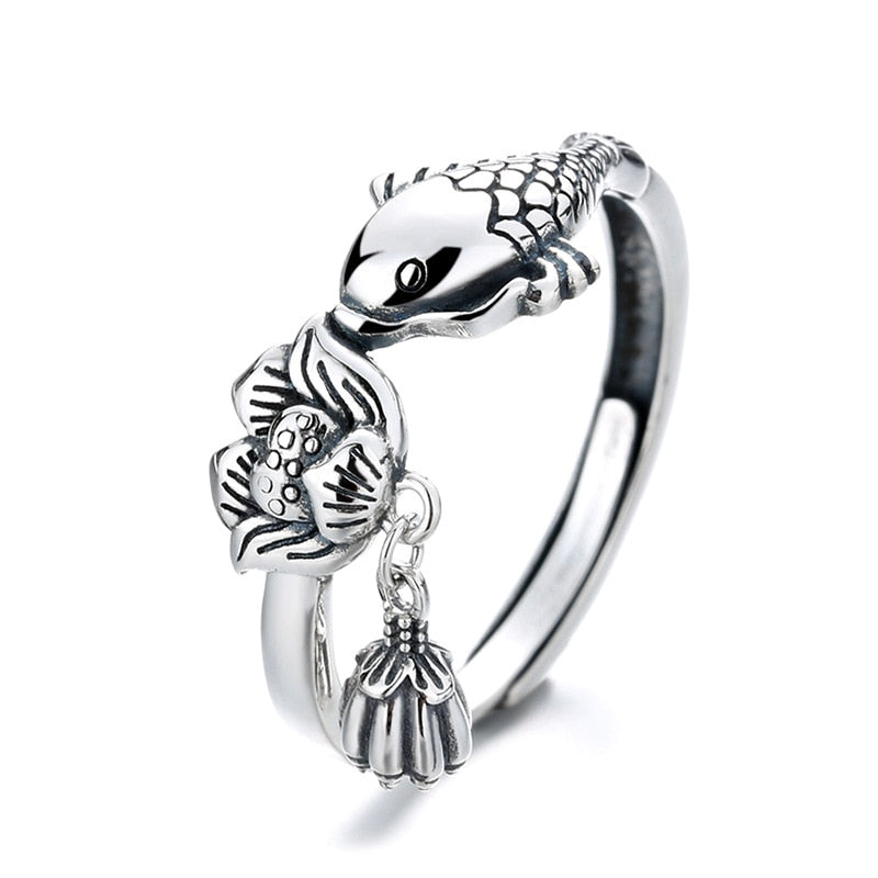 Lotus Fish 925 Silver Ring