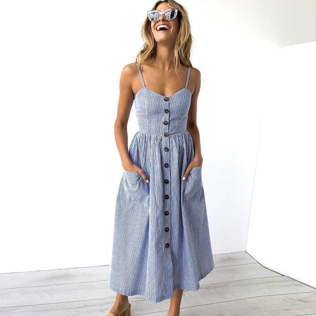 Yacht Day Button Down Midi Dress