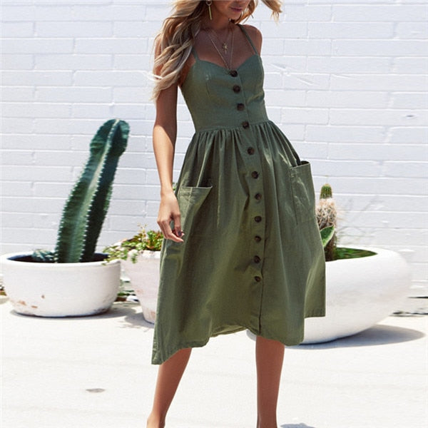 Yacht Day Button Down Midi Dress