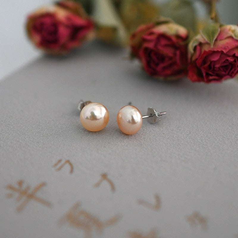 ASHIQI Freshwater Pearl Stud Earrings