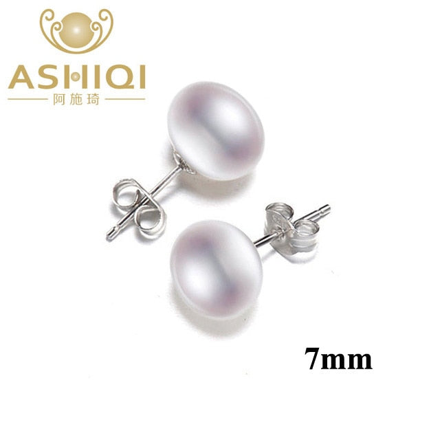 ASHIQI Freshwater Pearl Stud Earrings