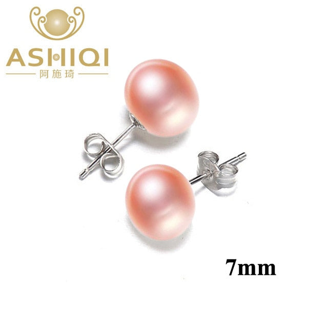 ASHIQI Freshwater Pearl Stud Earrings